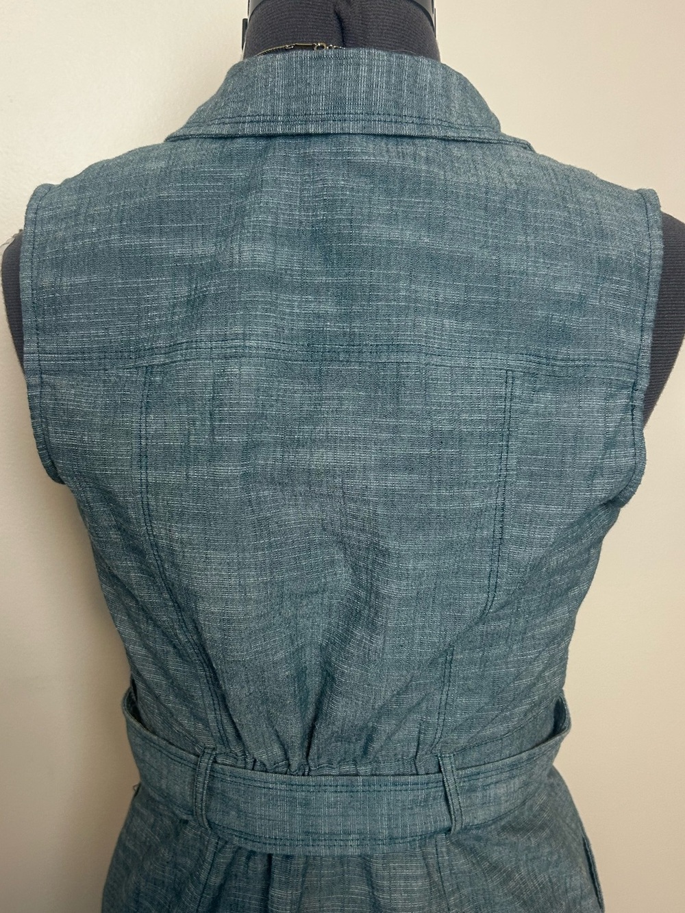 Sharagano Denim Zip Front Belted Dress - Picture 3 of 9